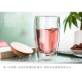 Haonai 240/350/450ml double walled glass cup tea cup with bamboo wooden lid